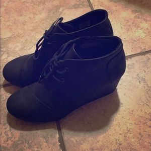 Toms Black booties.